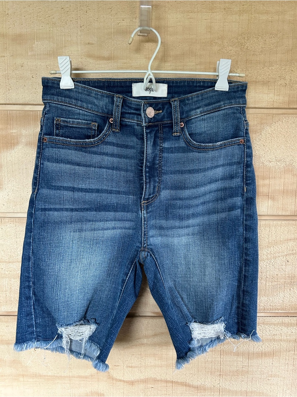 BKE Parker Dark Blue Distressed Denim Jean Shorts Size 26